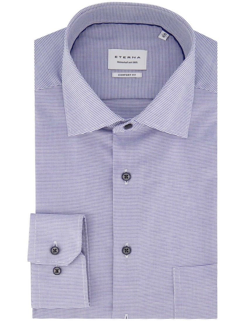 overhemd Eterna strijkvrij geprint borstzak
