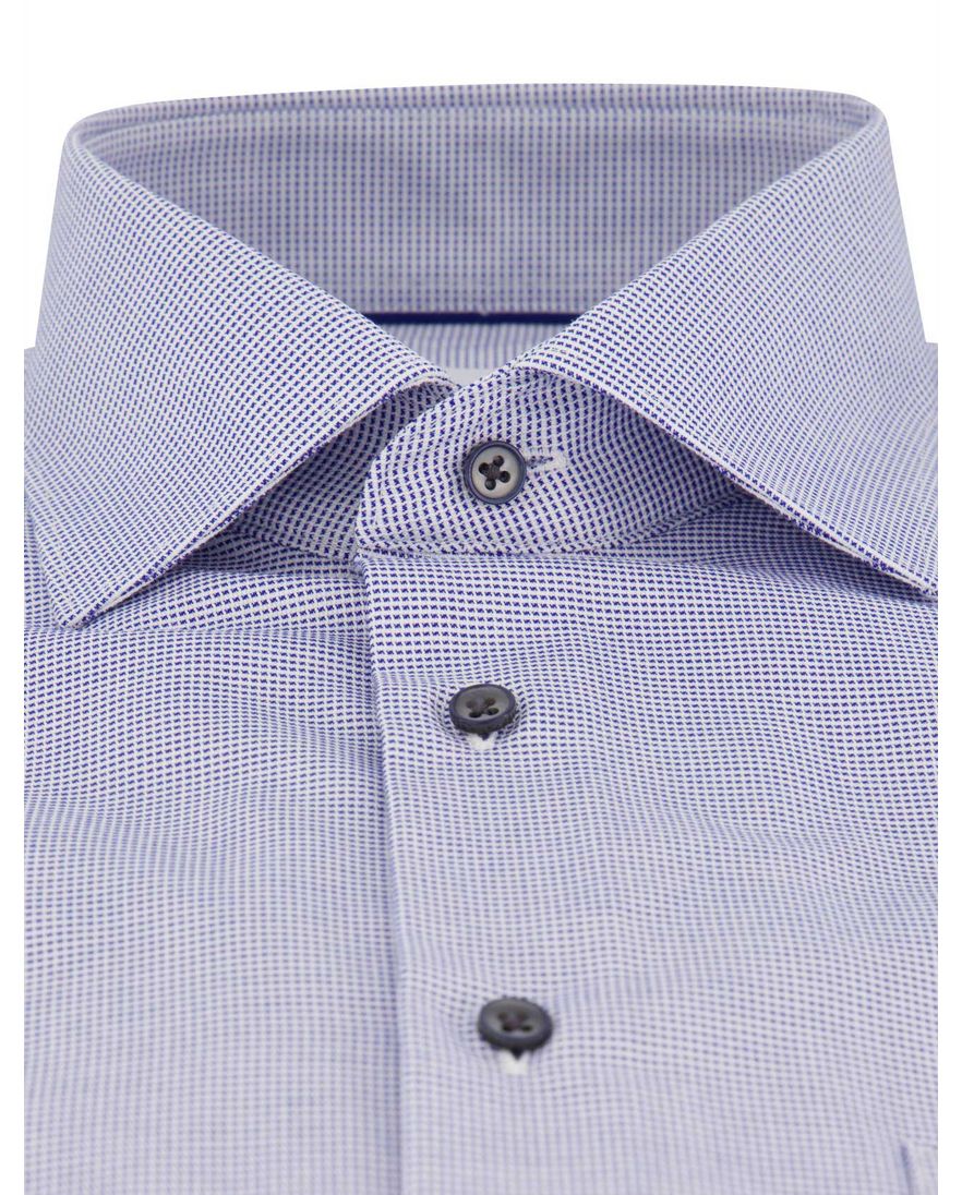 Eterna strijkvrij overhemd donkerblauw patroon