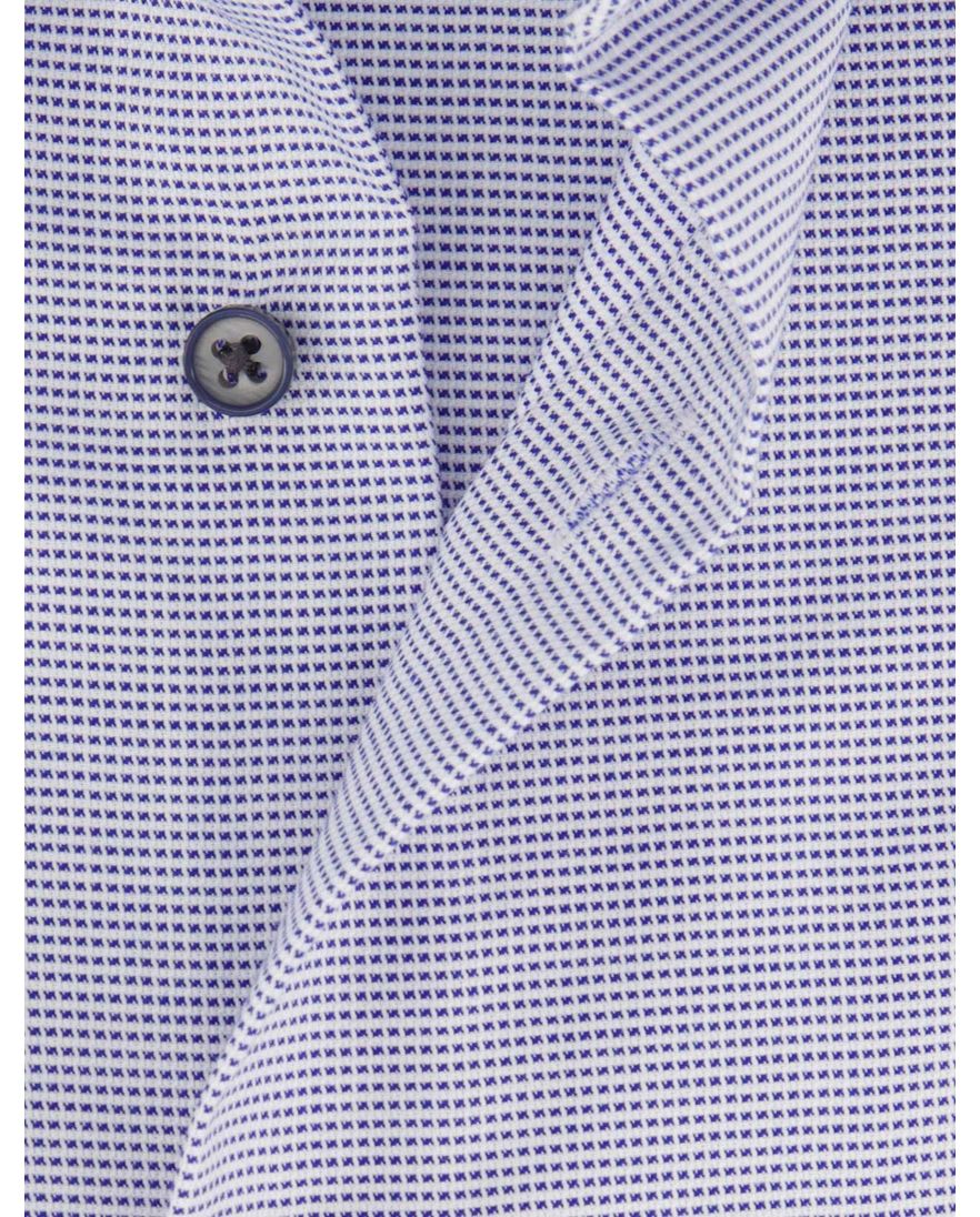 Eterna strijkvrij overhemd donkerblauw patroon