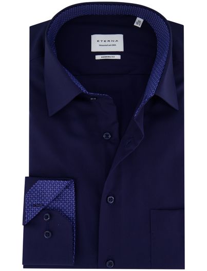 Eterna Eterna overhemd donkerblauw modern fit lange mouwen