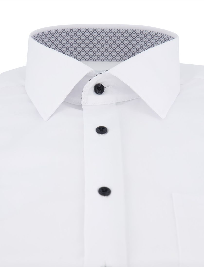 Eterna overhemd wit comfort fit donkere knopen