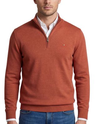 Portofino Portofino oranje half zip gemeleerd katoen