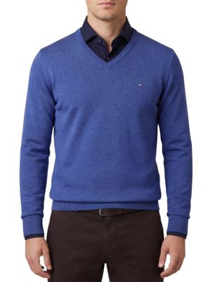 Portofino Portofino trui v-hals blauw katoen normale fit