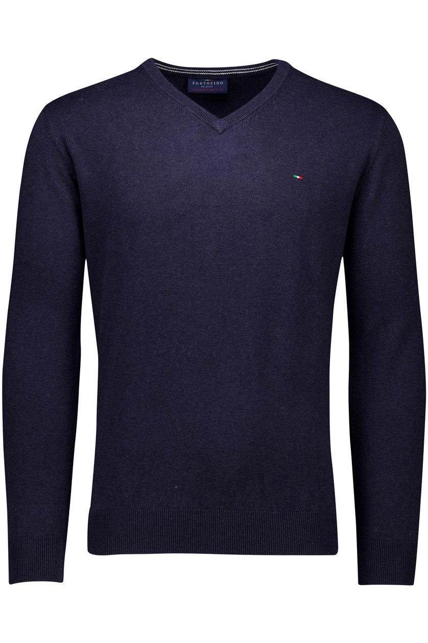 trui Portofino v-hals donkerblauw katoen normale fit
