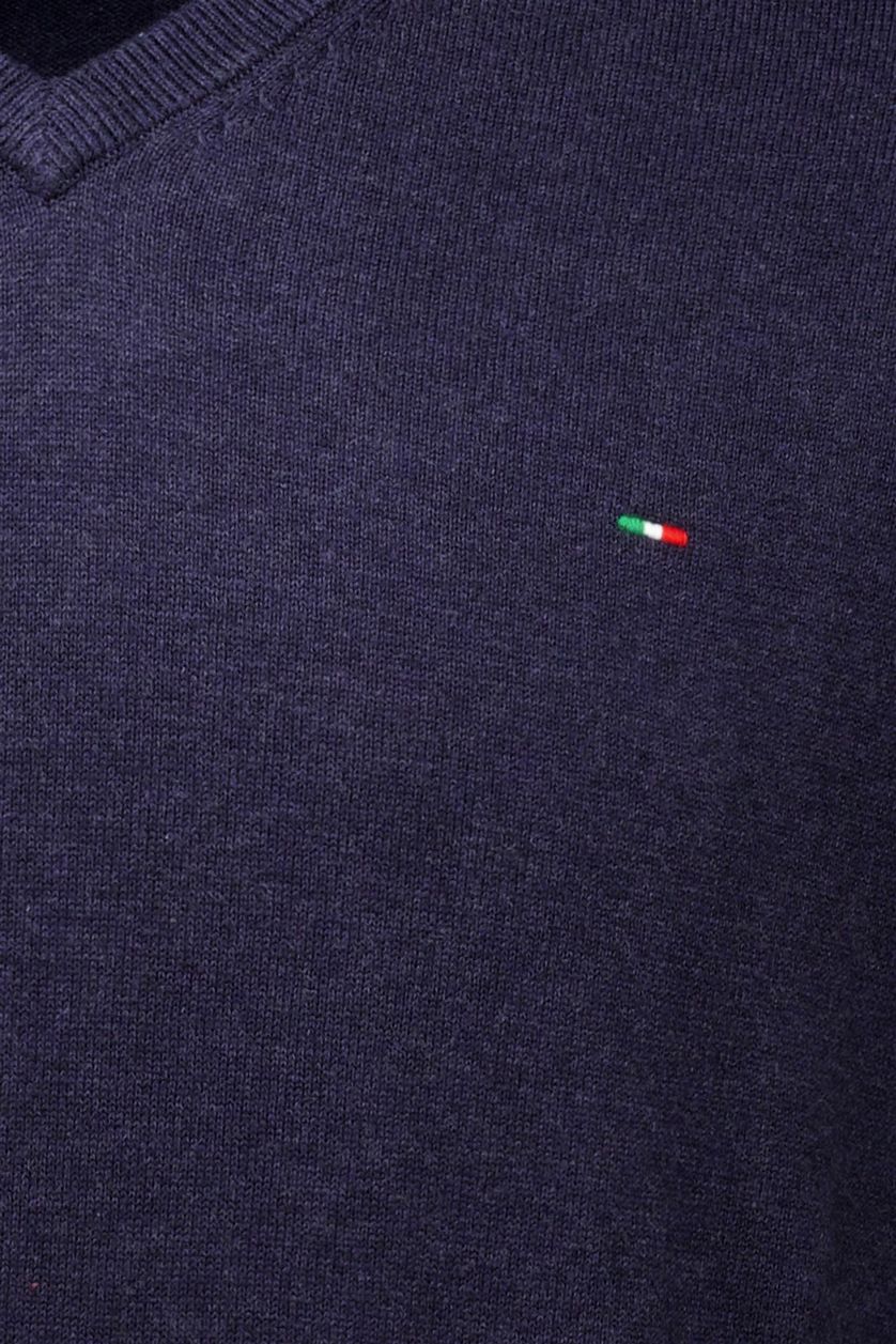 trui Portofino v-hals donkerblauw katoen normale fit