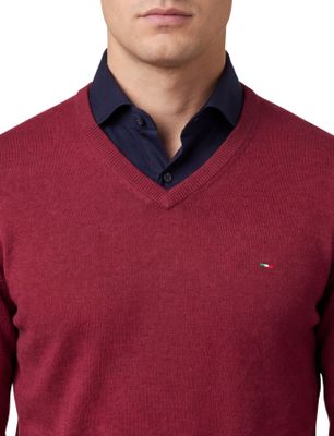 Portofino Portofino trui v-hals effen rood normale fit katoen