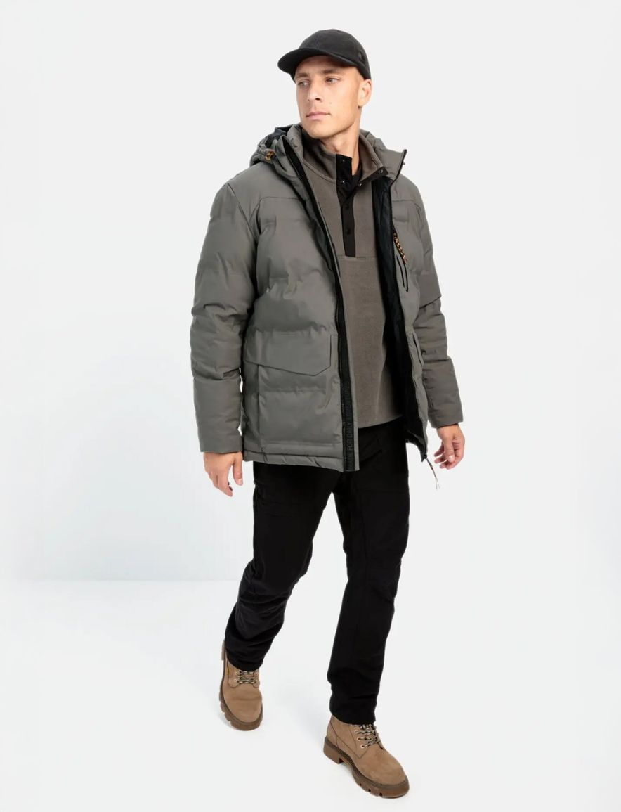 Camel Active Tussenjas effen grijs capuchon wijde fit