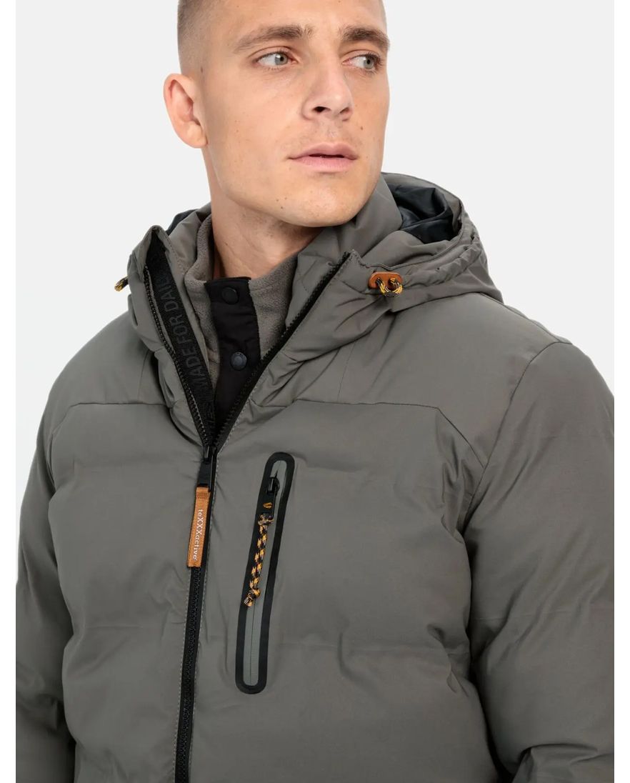 Camel Active Tussenjas effen grijs capuchon wijde fit