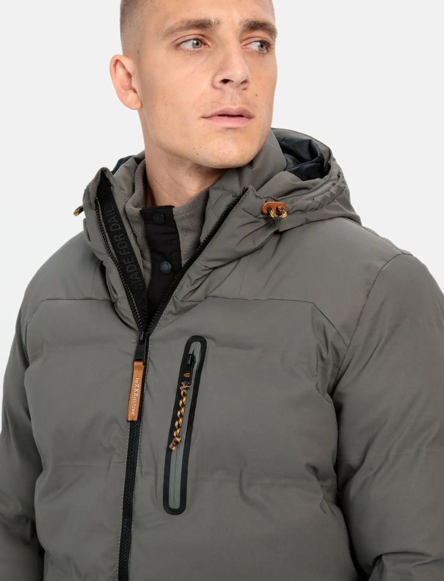 Camel Active Tussenjas effen grijs capuchon wijde fit