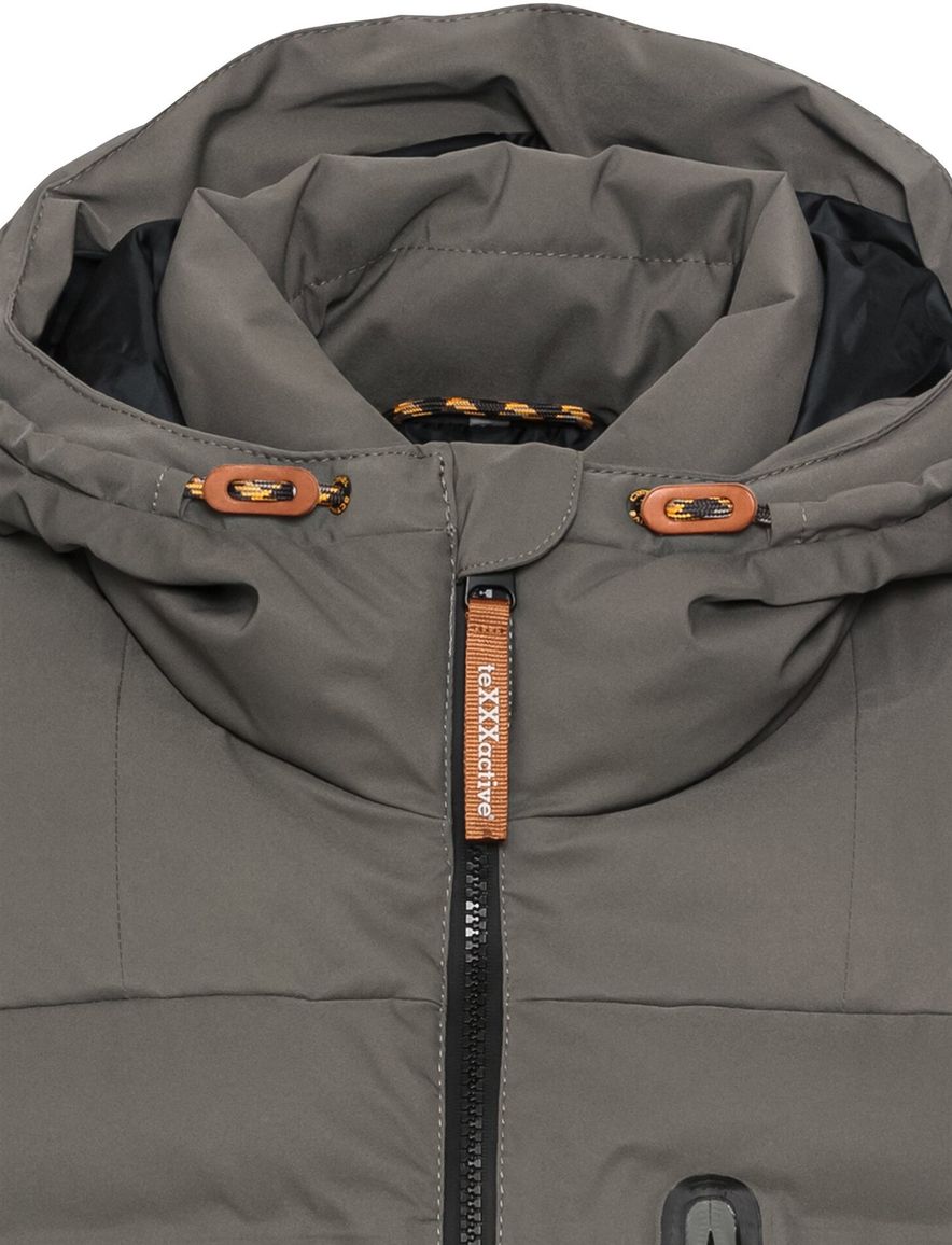 Camel Active Tussenjas effen grijs capuchon wijde fit