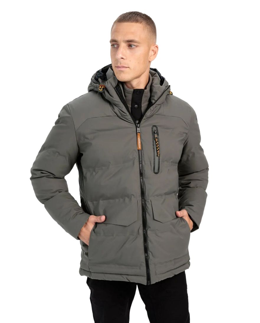 Camel Active Tussenjas effen grijs capuchon wijde fit