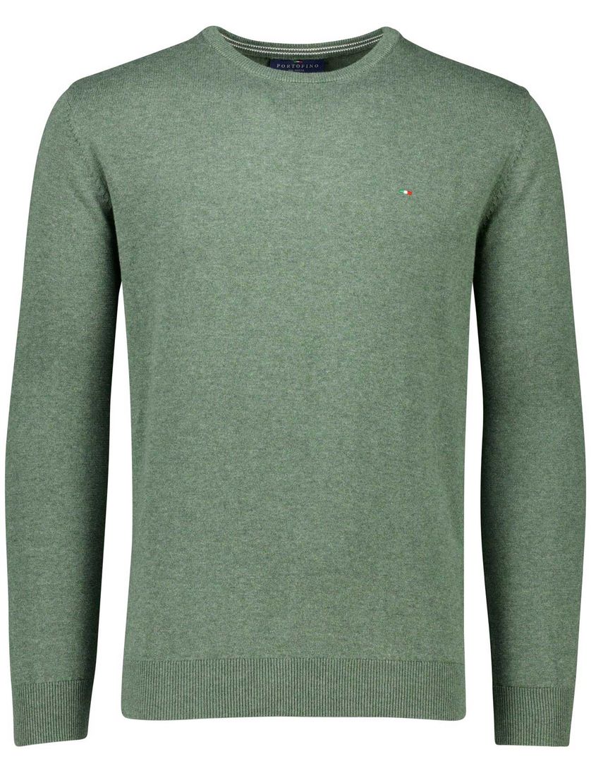 katoenen trui Portofino Rince effen groen normale fit