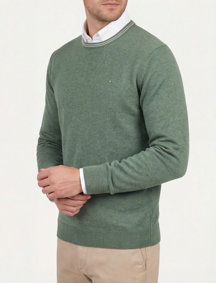 katoenen trui Portofino Rince effen groen normale fit