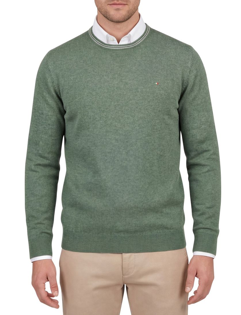 katoenen trui Portofino Rince effen groen normale fit