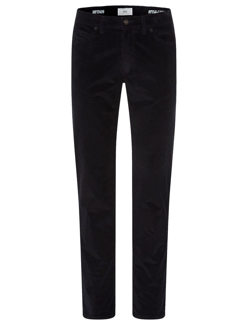 katoenen pantalon pantalon Brax 5-pocket donkerblauw ribstof