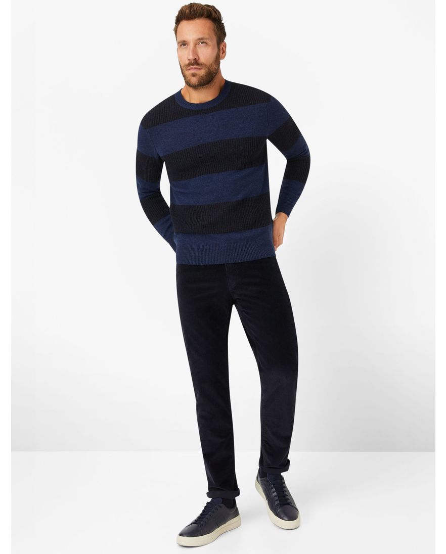 Brax broek 5-pocket ribstof effen donkerblauw