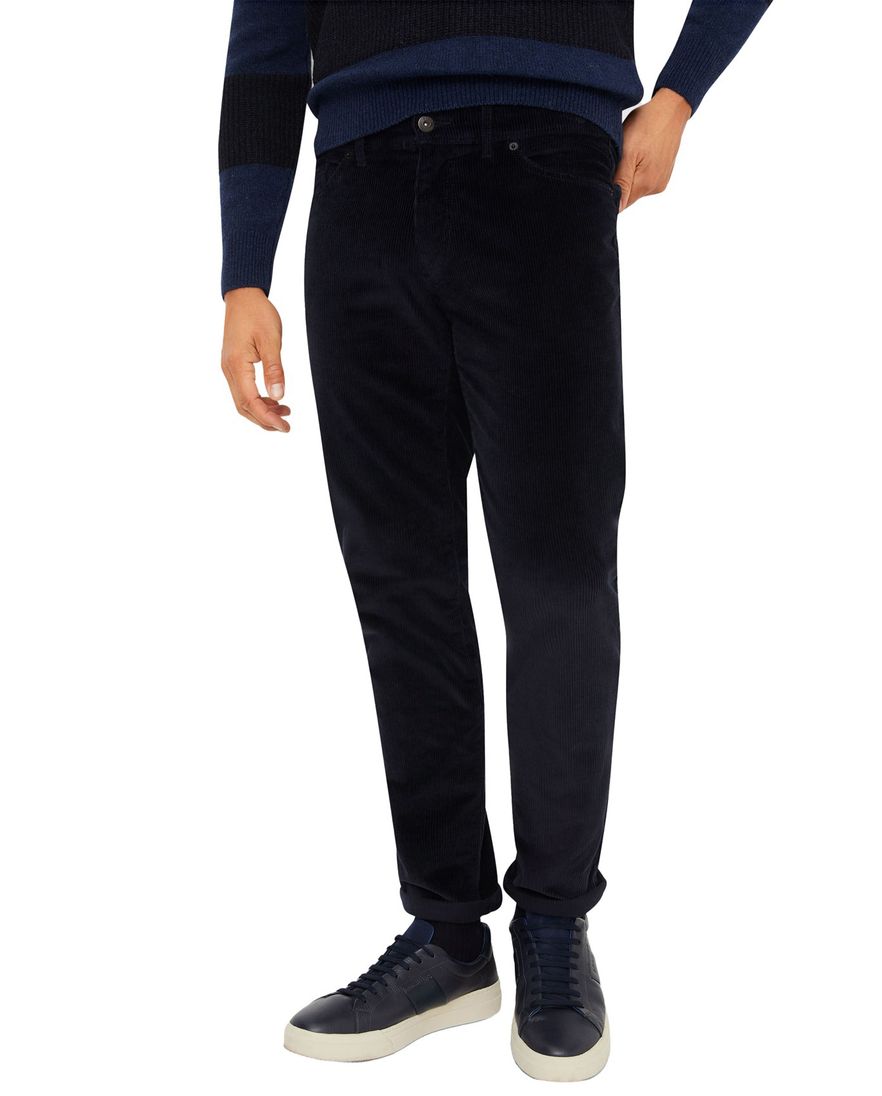 Brax broek 5-pocket ribstof effen donkerblauw