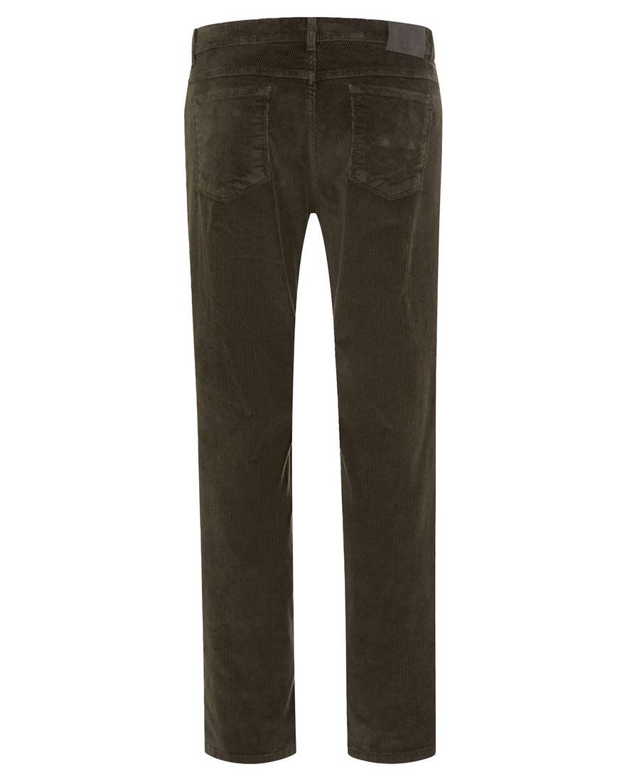 Brax broek 5-pocket ribstof olijfgroen katoen