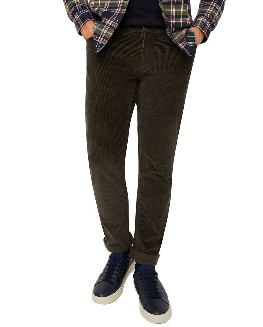 Brax broek 5-pocket ribstof olijfgroen katoen