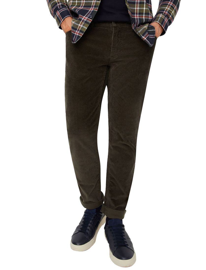 katoenen Brax pantalon 5-pocket ribstof olijfgroen normale fit