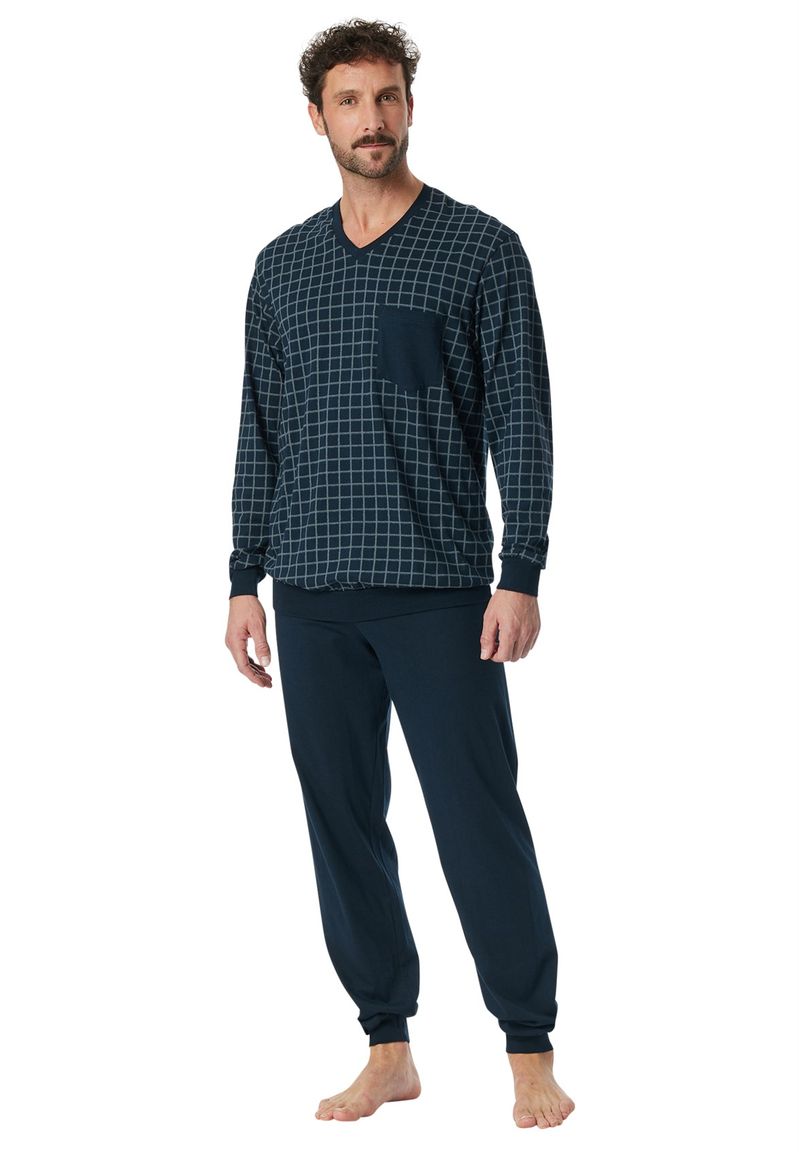 Schiesser pyjama navy geruit
