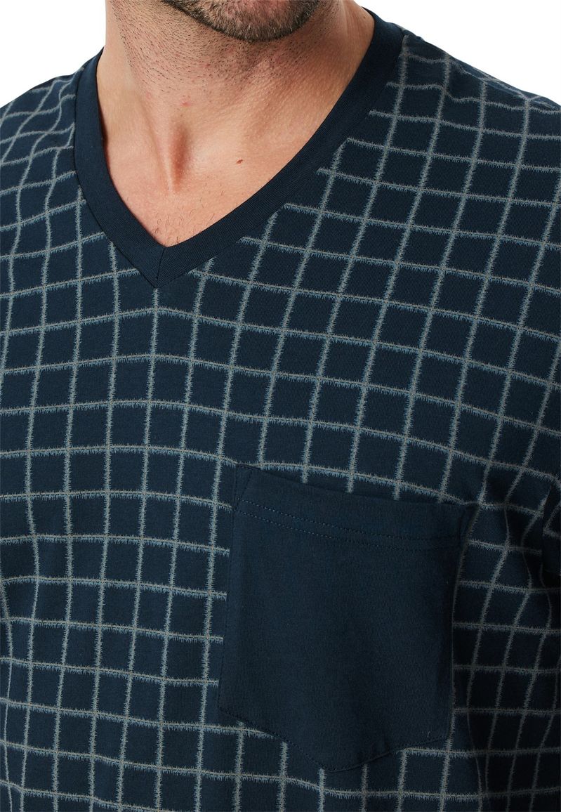 Schiesser pyjama navy geruit