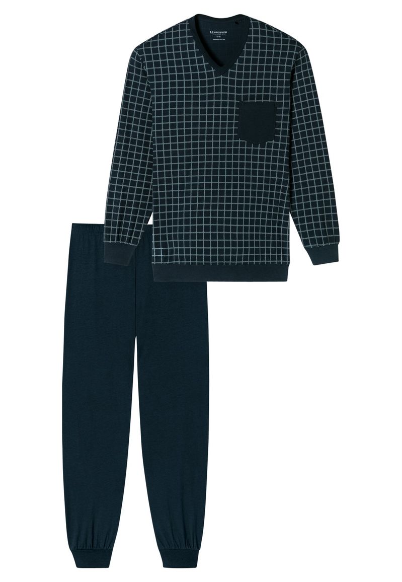 Schiesser pyjama navy geruit