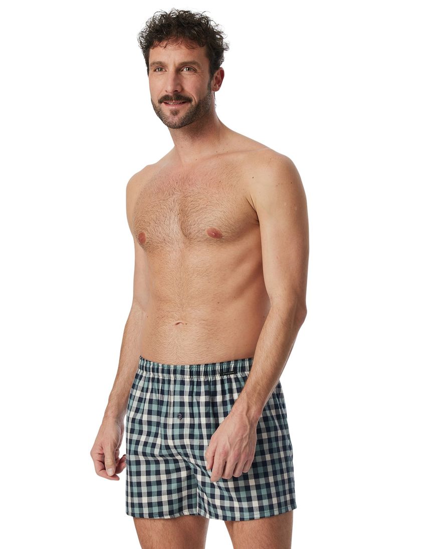 Schiesser Boxershort blauw 2-pack normale fit katoen