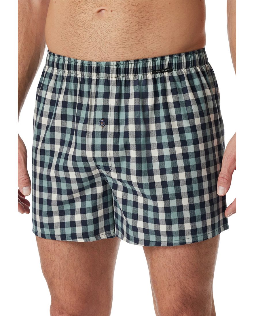 Schiesser Boxershort blauw 2-pack normale fit katoen