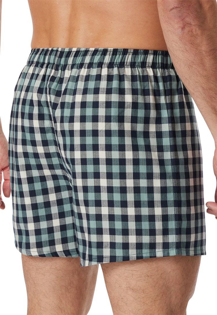 Boxershort blauw Schiesser 2-pack geruit