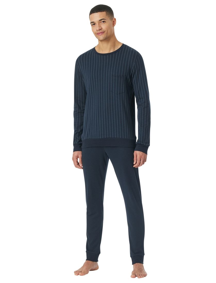 Pyjama Schiesser donkerblauw effen