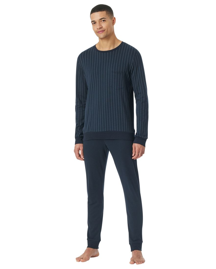 Schiesser pyjama donkerblauw katoen