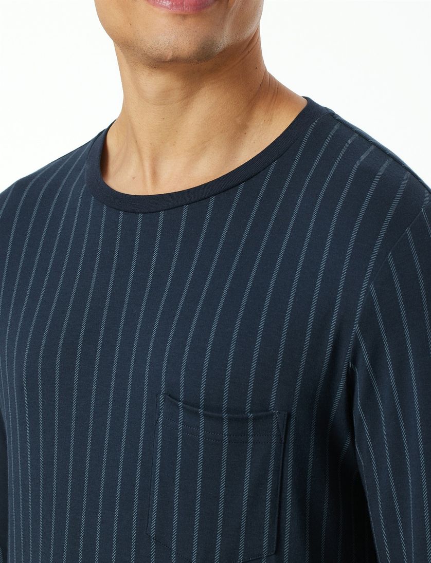 Pyjama Schiesser donkerblauw effen