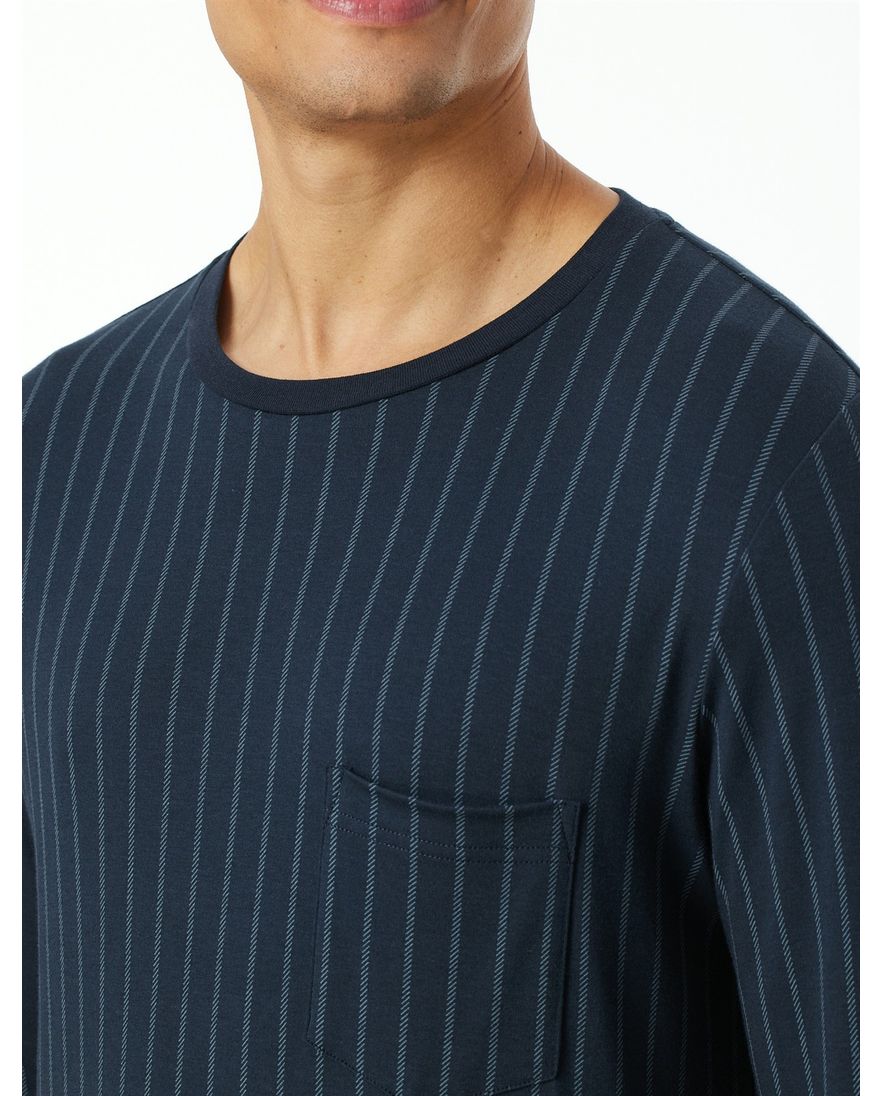 Schiesser pyjama donkerblauw katoen
