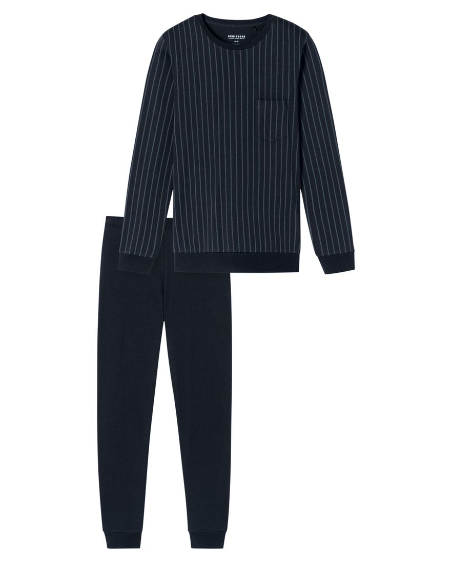 Schiesser pyjama donkerblauw katoen