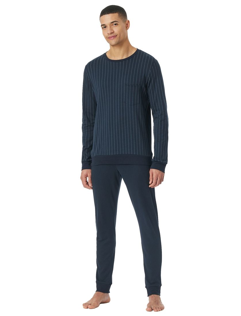 Pyjama Schiesser donkerblauw effen