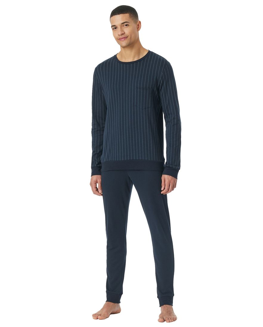 Schiesser pyjama donkerblauw katoen