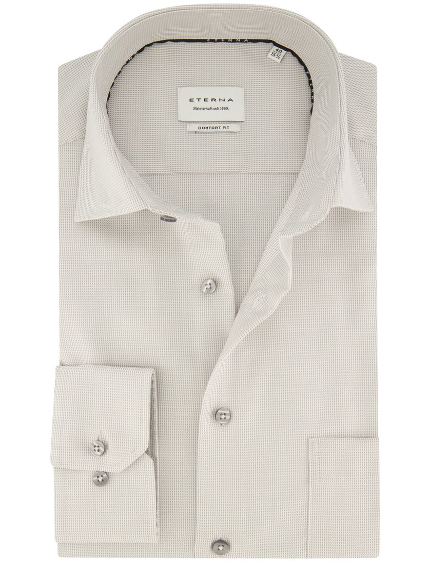 Eterna overhemd Comfort Fit borstzak beige strijkvrij
