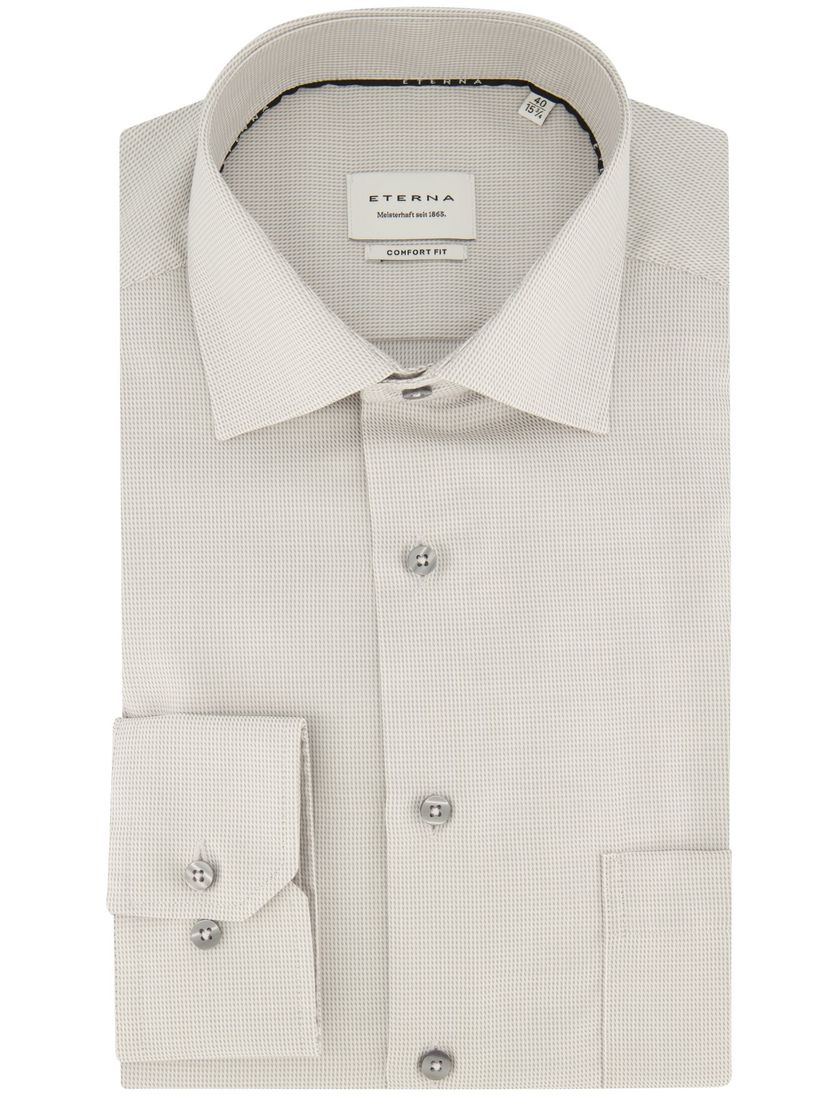 Eterna overhemd Comfort Fit borstzak beige strijkvrij