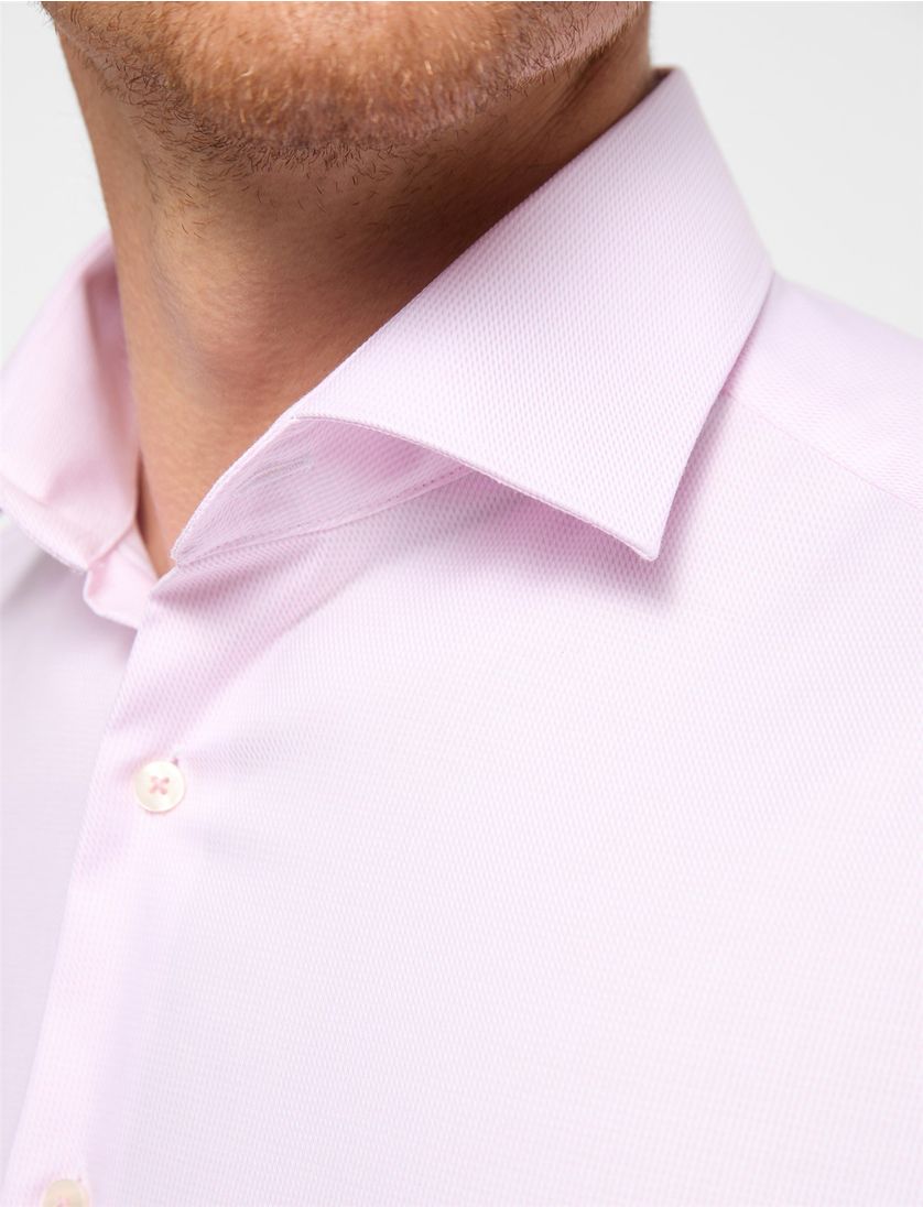 overhemd Eterna roze met borstzak strijkvrij