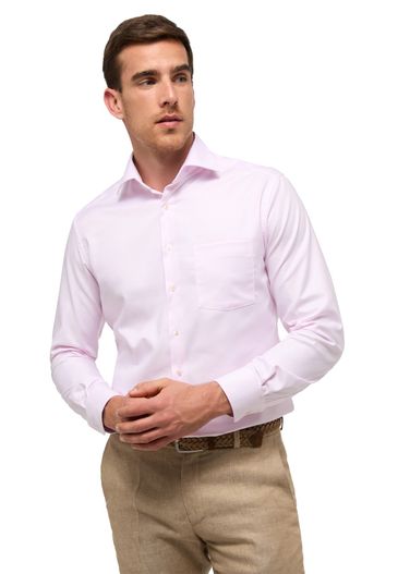 Eterna overhemd Eterna roze met borstzak strijkvrij