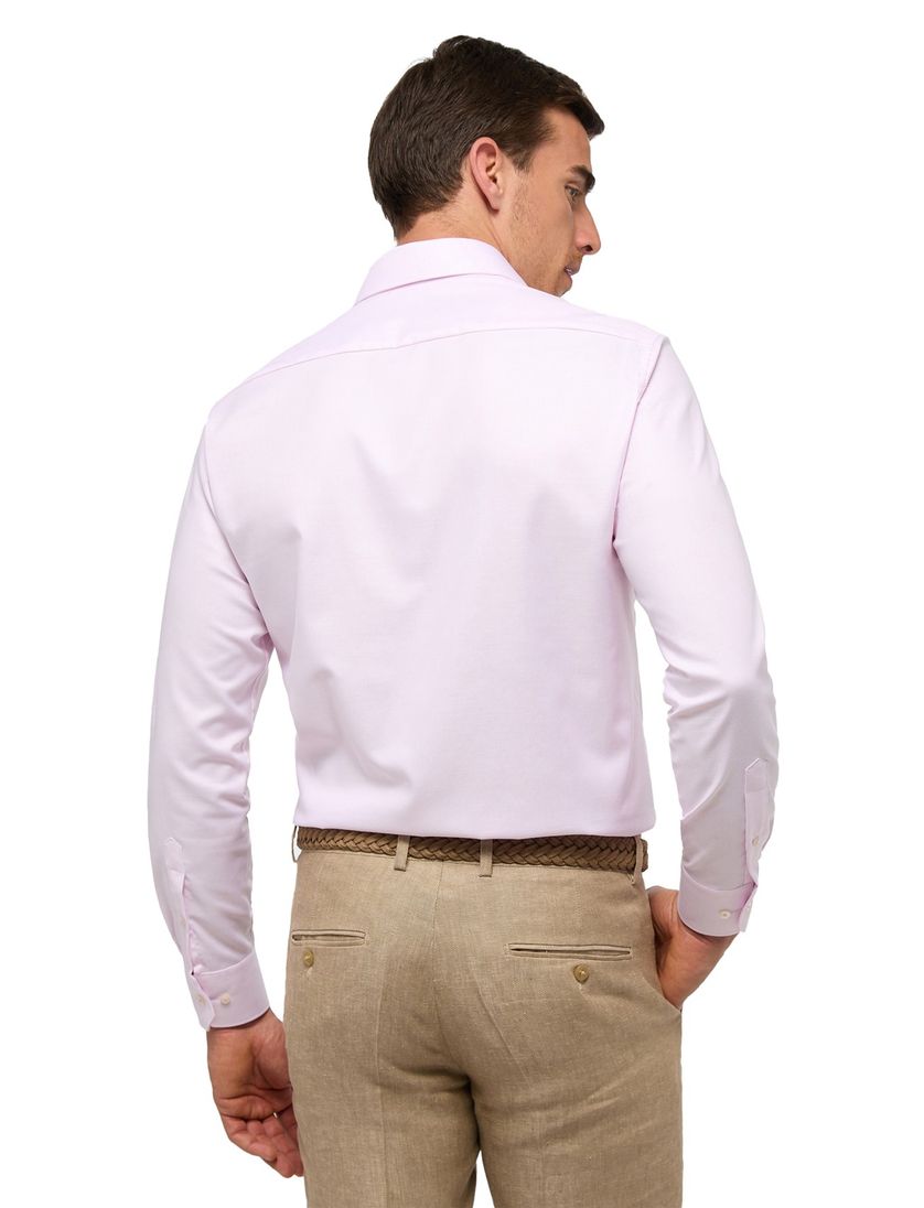 overhemd Eterna roze met borstzak strijkvrij