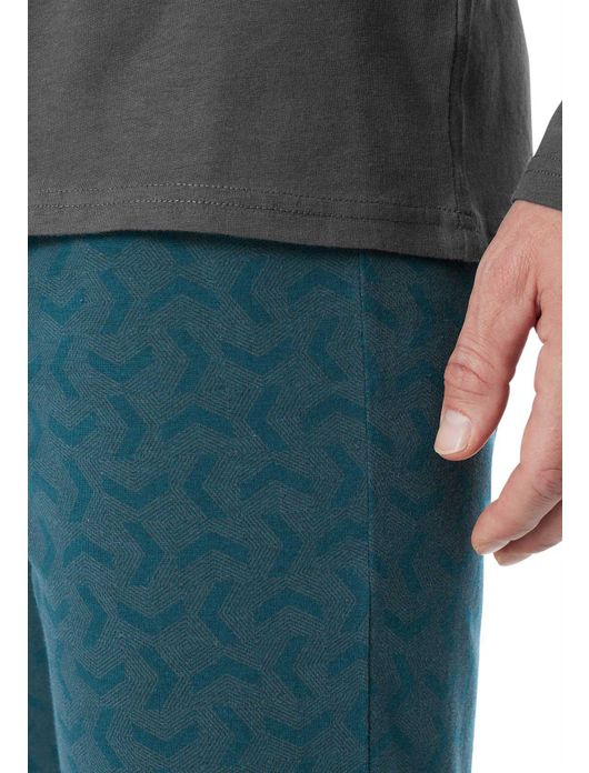 Pyjama antraciet blauw Schiesser