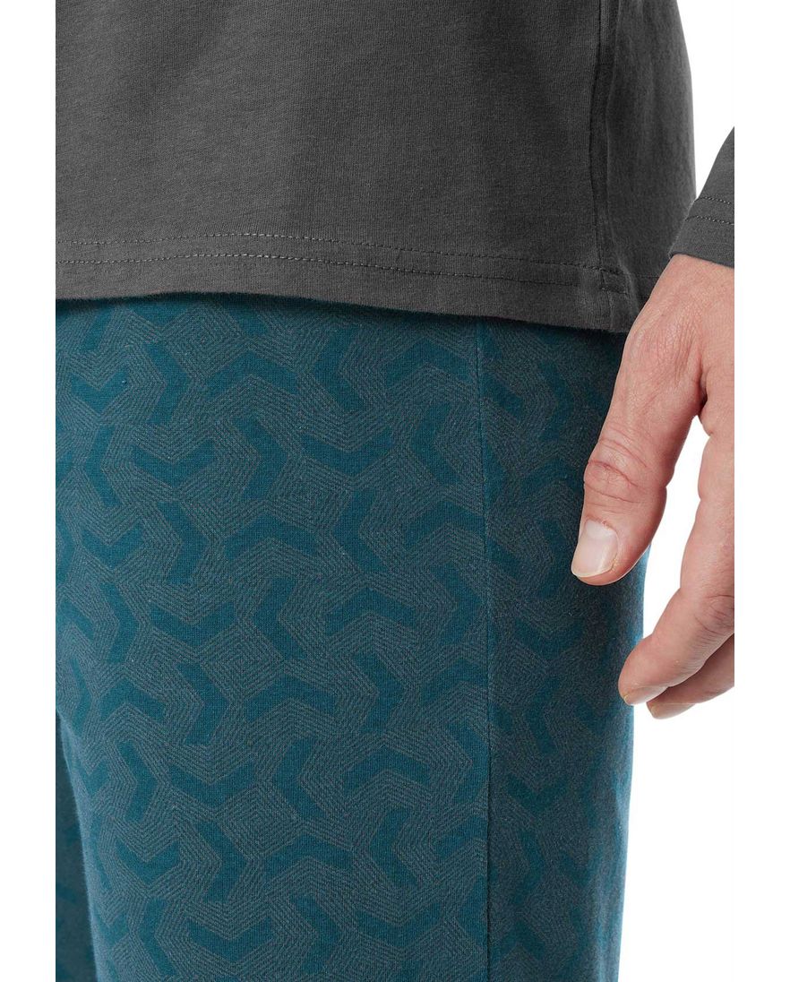 Schiesser pyjama antraciet blauw met print