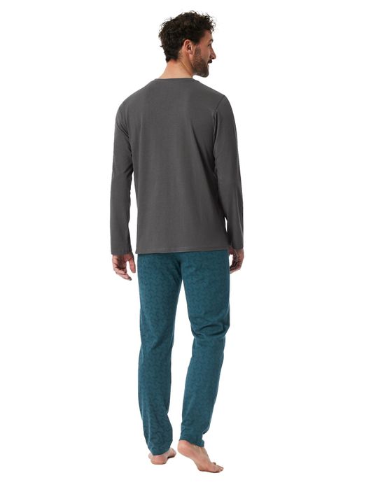 Pyjama antraciet blauw Schiesser