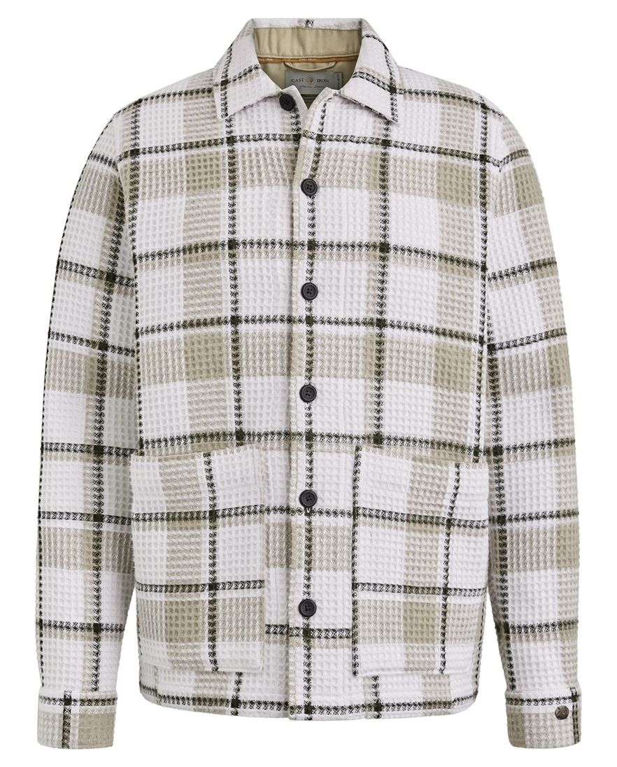 Cast Iron overshirt creme geruit steekzakken
