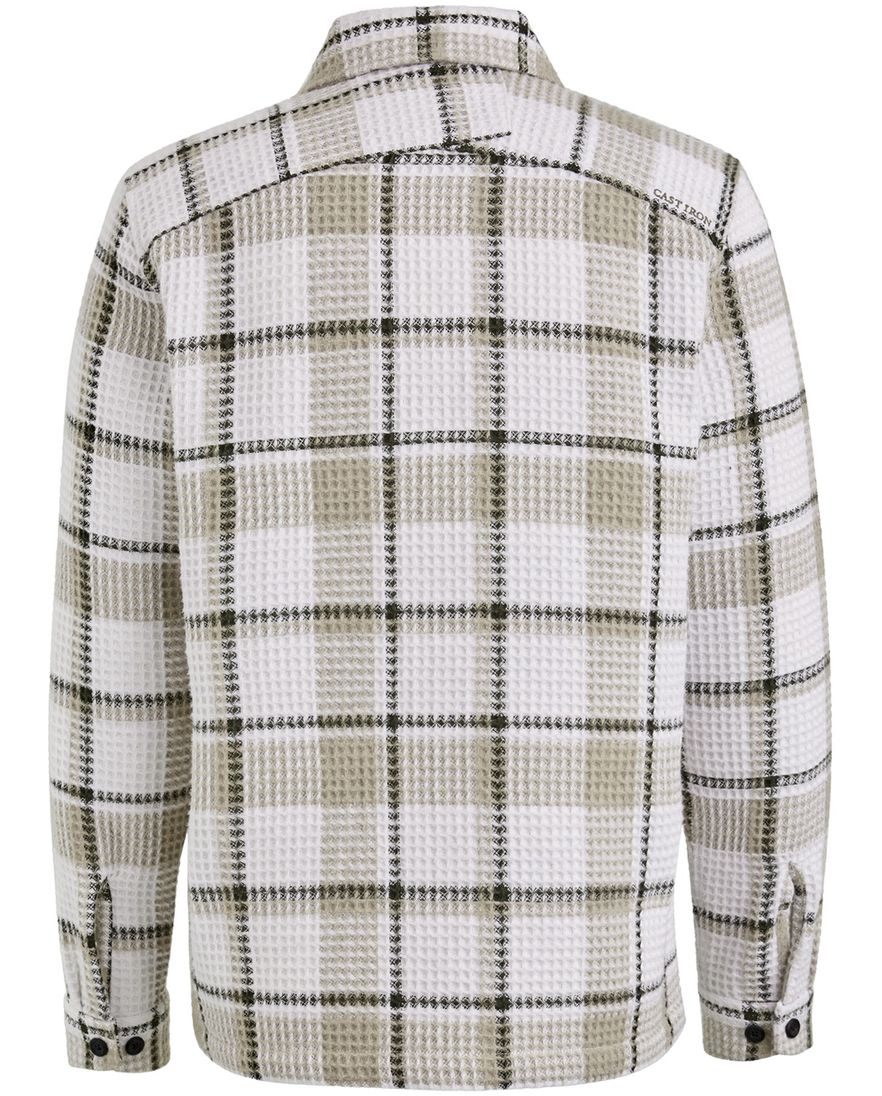 Cast Iron overshirt creme geruit steekzakken