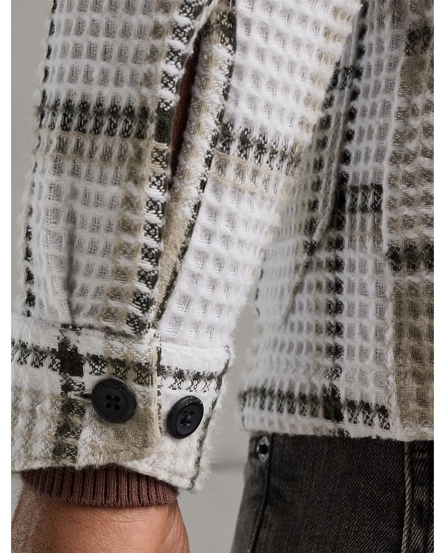 Cast Iron overshirt creme geruit steekzakken