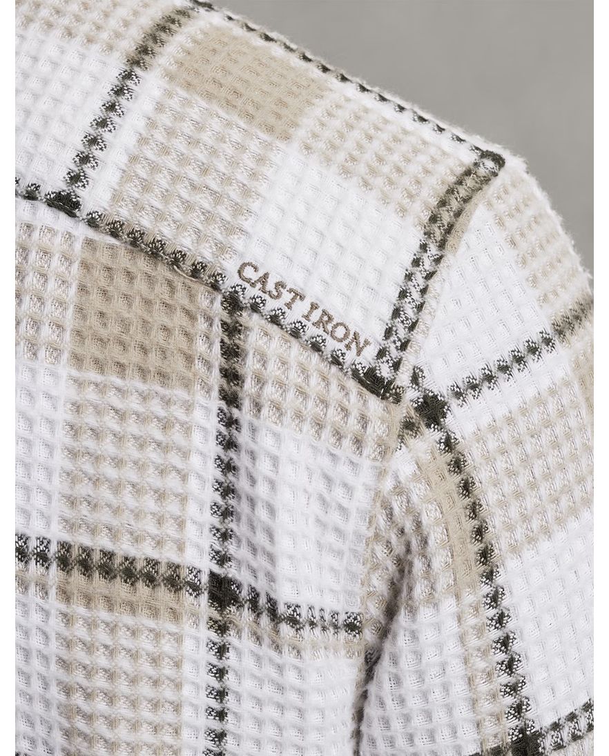 Cast Iron overshirt creme geruit steekzakken