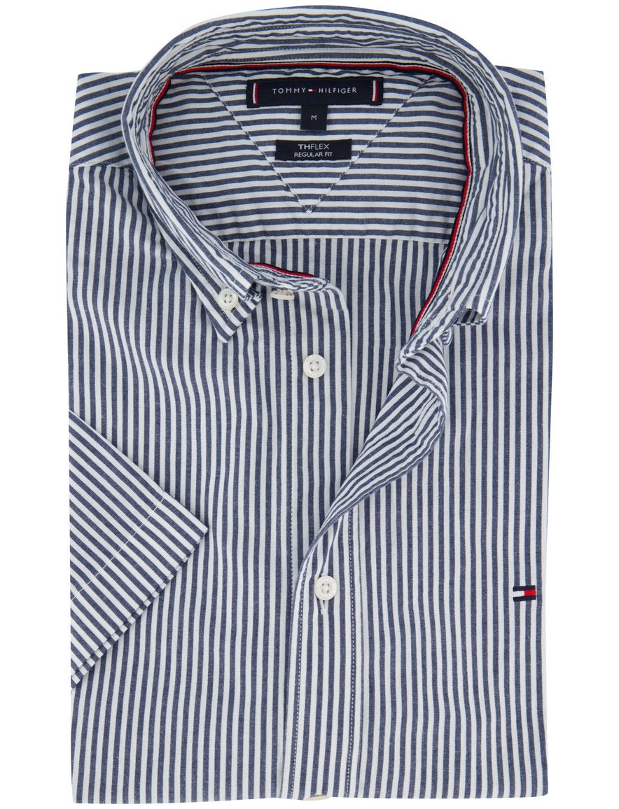 casual overhemd korte mouw blauw Tommy Hilfiger